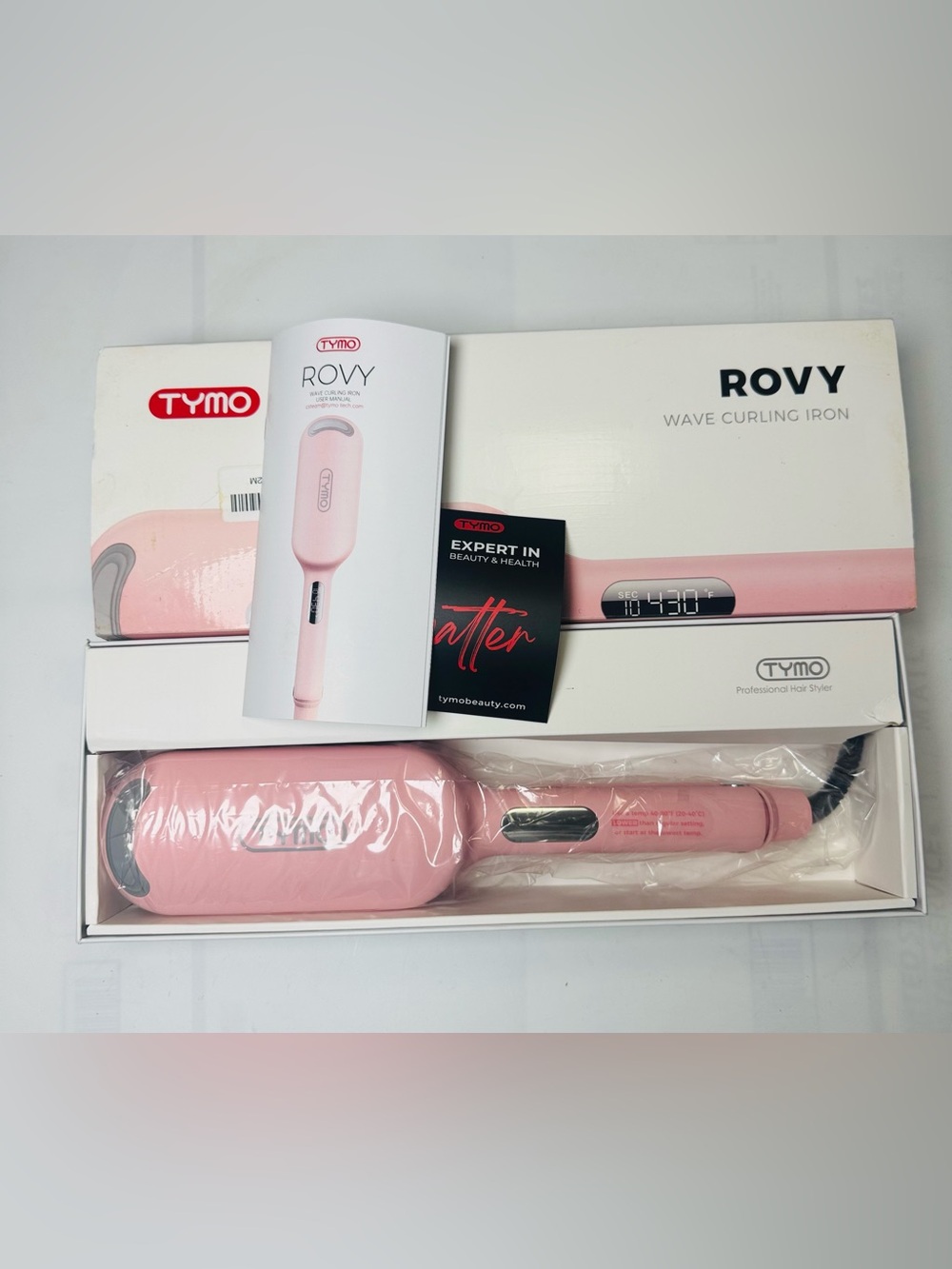 TYMO Rovy Pink Wave Curling Iron - Women Hair Tool